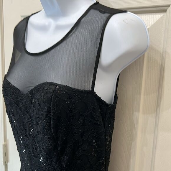 Alex B Nites Jumpsuit Romper Sz 4 Lace  Floral Sequins Sheer Scarf Legs Formal - Picture 5 of 12